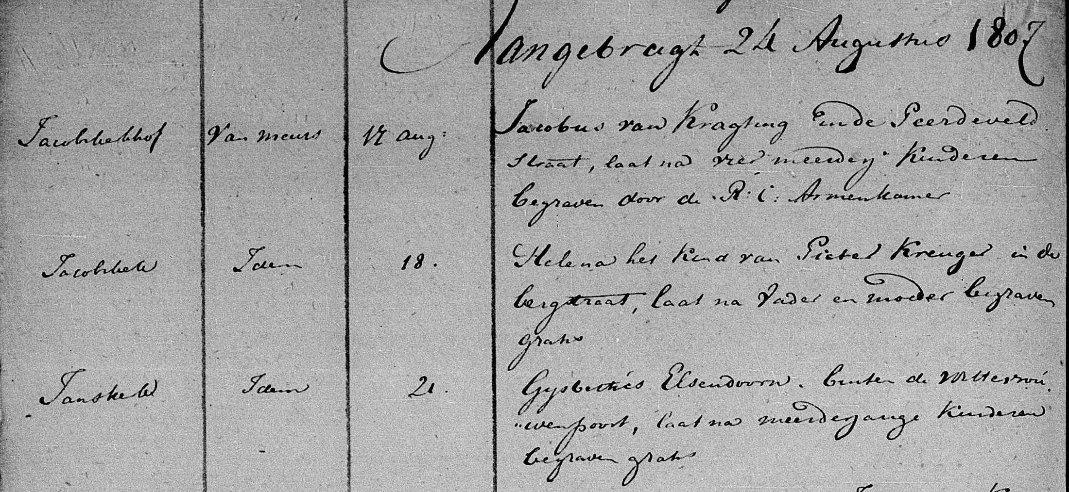 Gijsbertus Elsendoorn register van overledenen Momboirkamer
