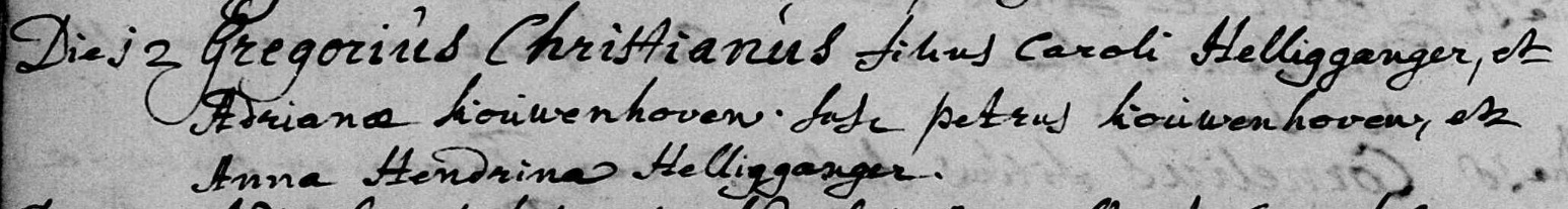 Gregorius Christianus Helleganger 1742 doopboek