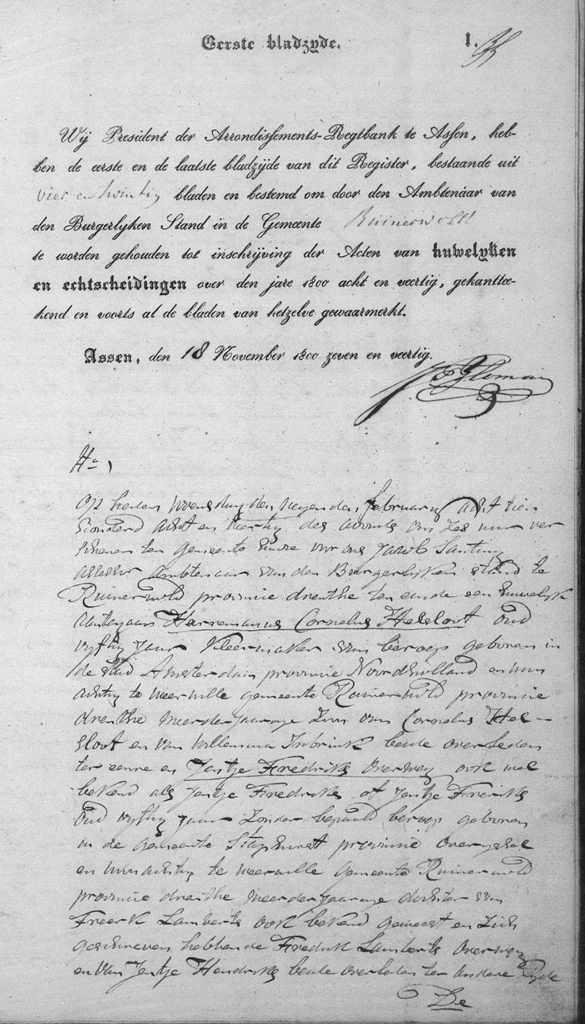 Harmanus Cornelus Helsloot 1797 huwelijksakte
