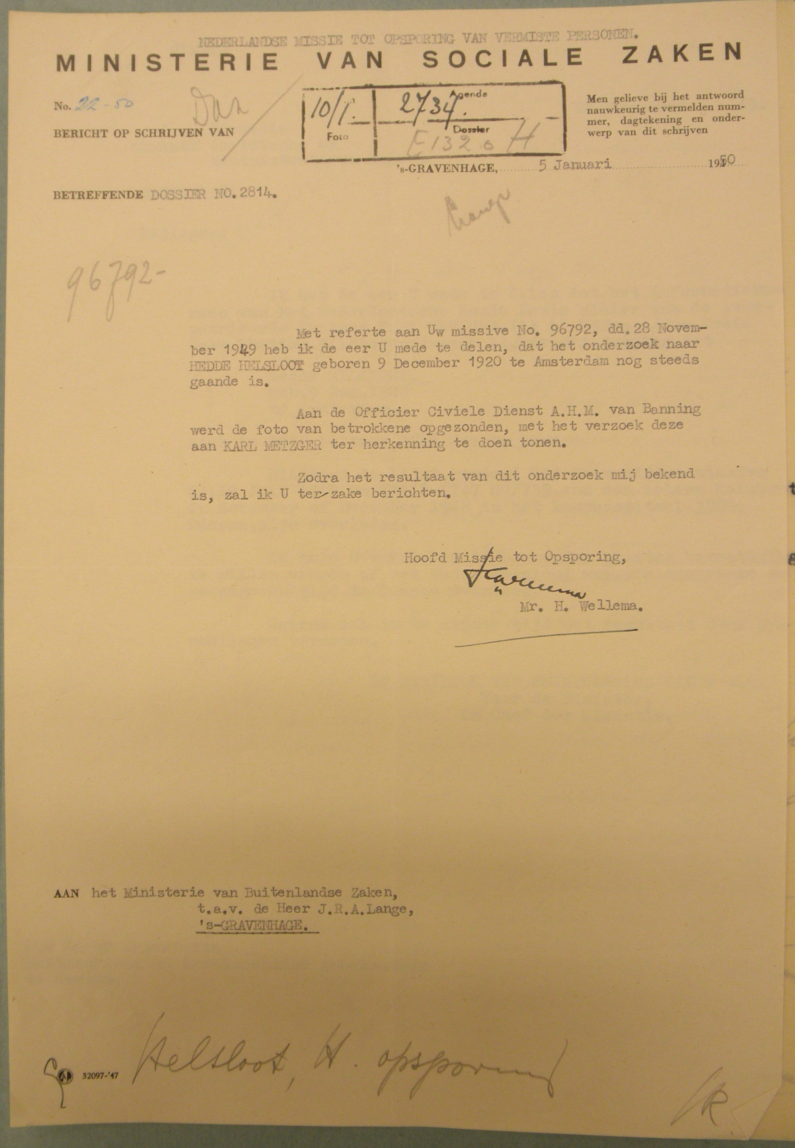 Hedde Helsloot 1920 opsporing en vermissing van krijgsgevangenen XI