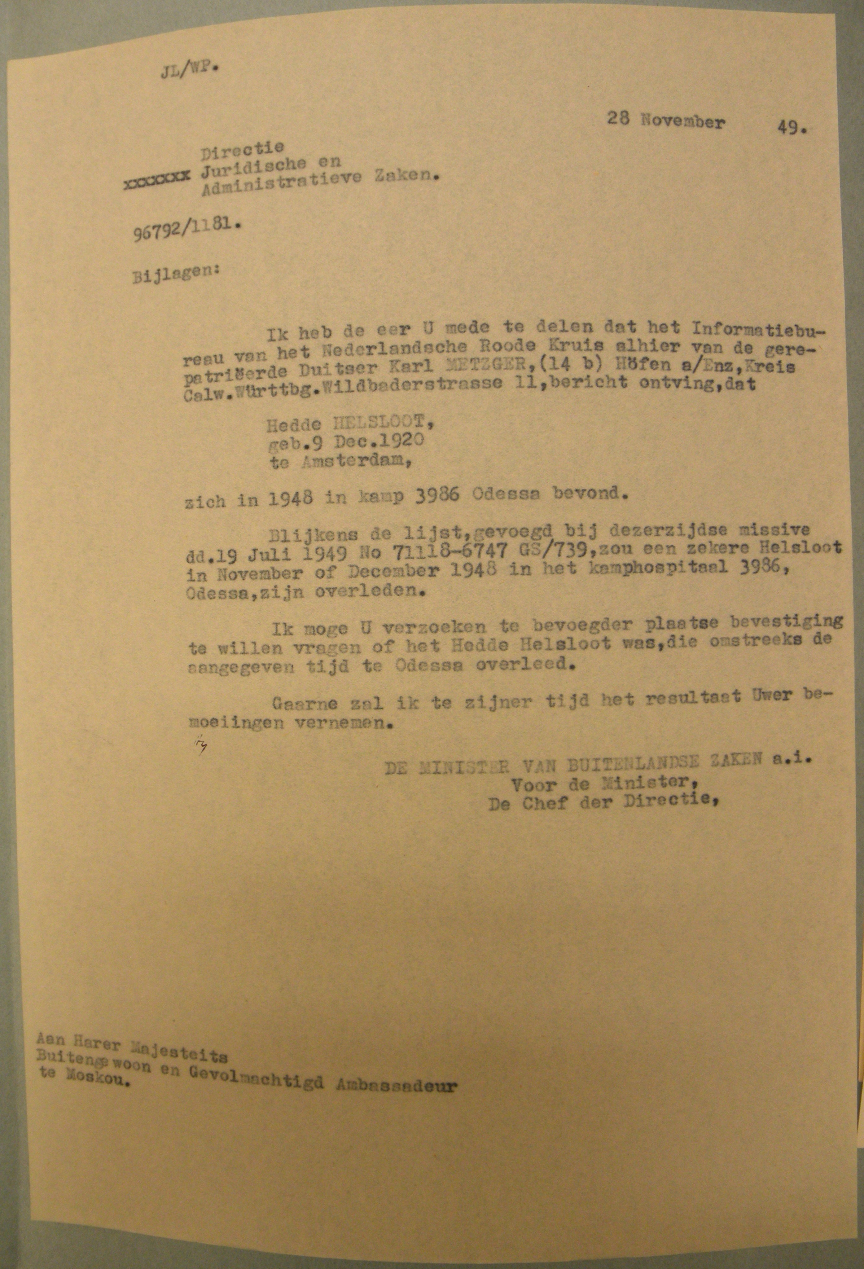 Hedde Helsloot 1920 opsporing en vermissing van krijgsgevangenen XII