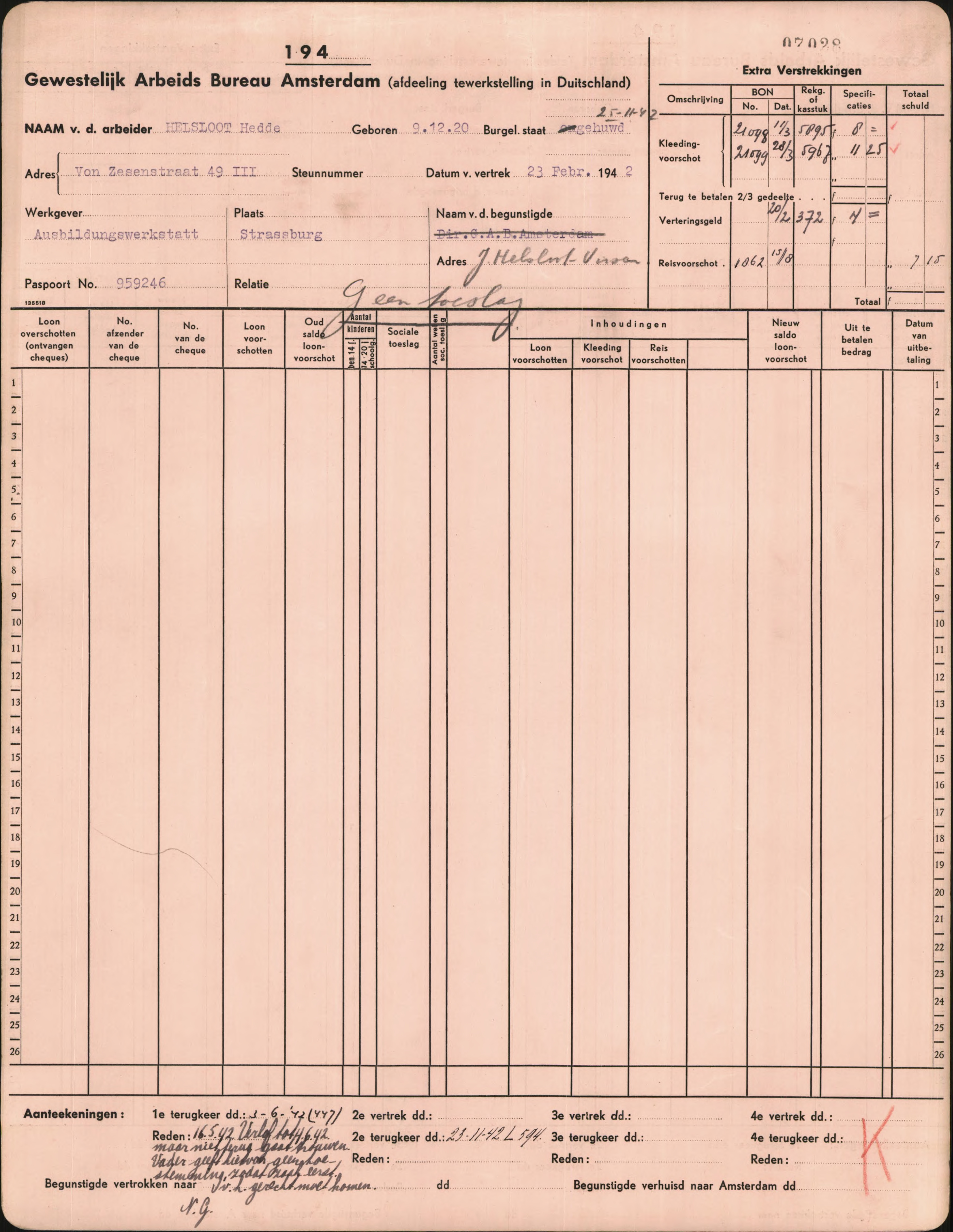 Hedde Helsloot 1920 tewerkstelling 1942 I