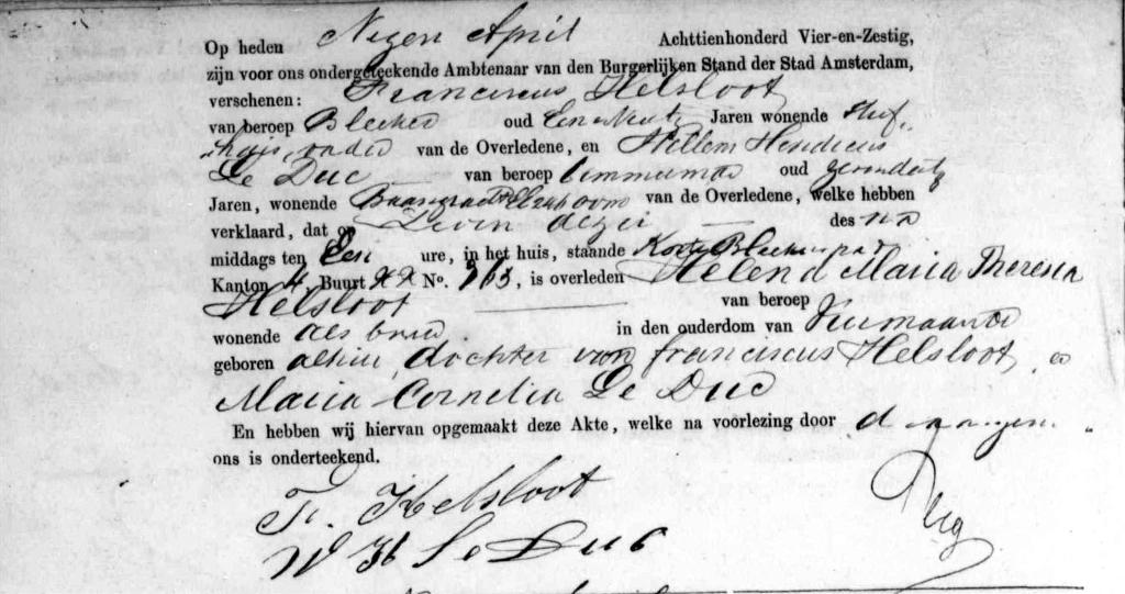 Helena Maria Theresia Helsloot 1863 overlijdensakte