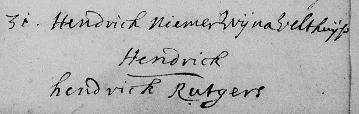 Hendrick Niemer 1704 doopboek