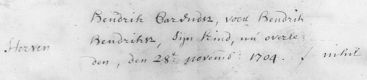 Hendrick Niemer 1704 impost op begraven