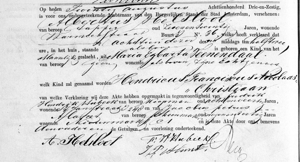 Hendricus Franciscus Nicolaas Helsloot 1863 geboorteakte