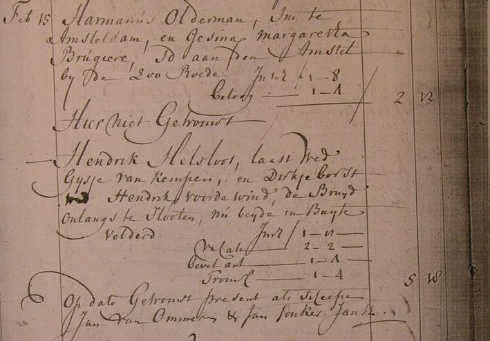 Hendricus Helsloot 1736 huwelijksregister 1784