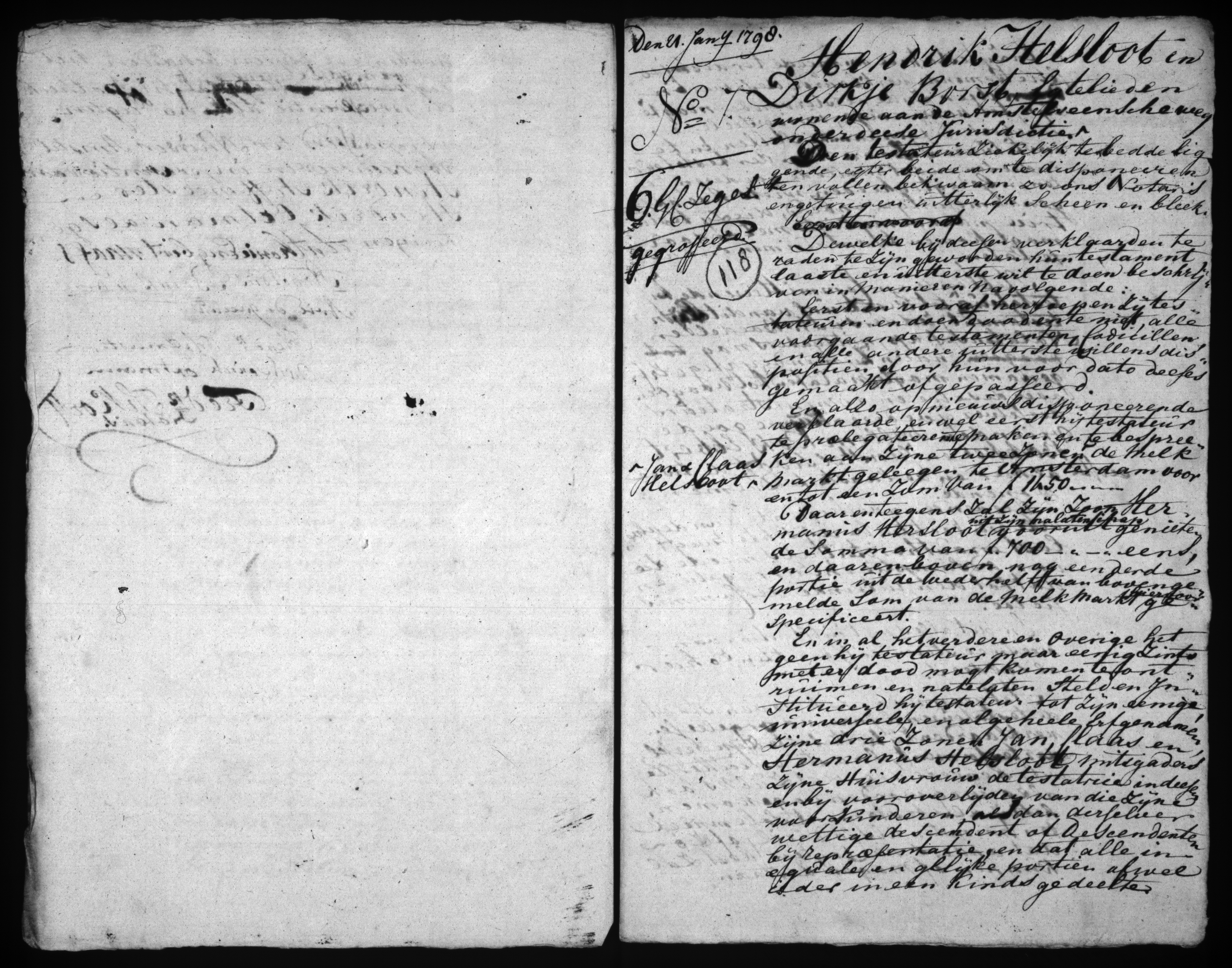 Hendricus Helsloot 1736 testament 1798 I
