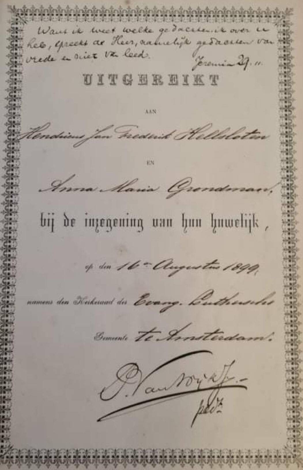 Hendricus Jan Frederik Hellsloten 1875 trouwakte