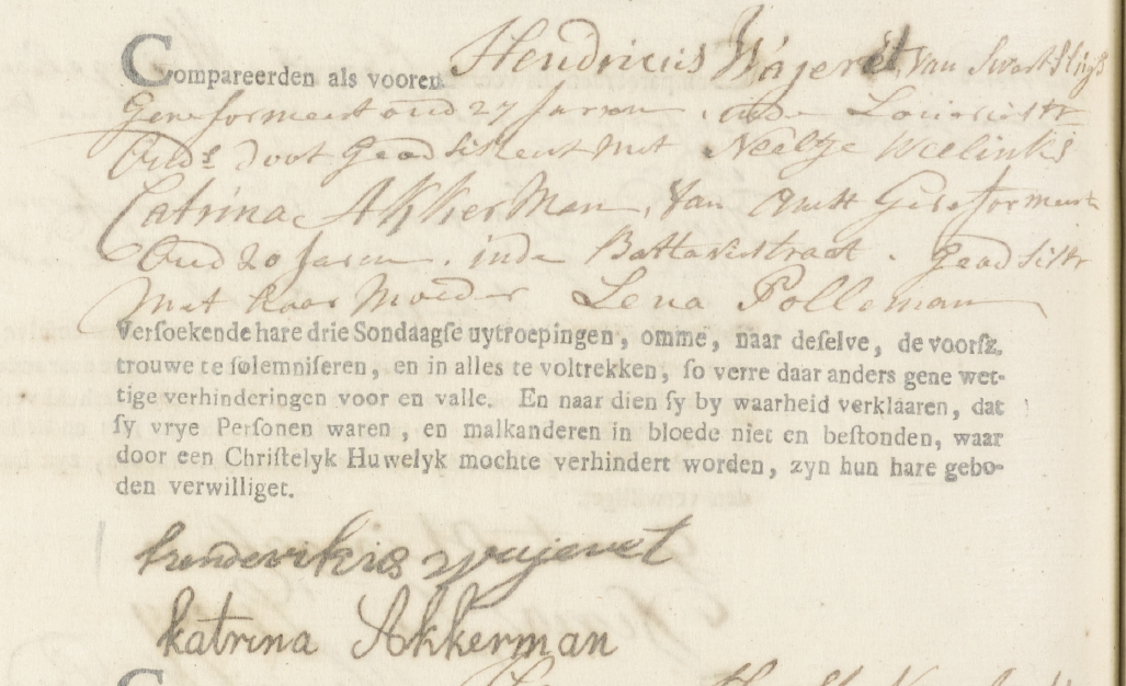 Hendricus Waijeret ondertrouwboek