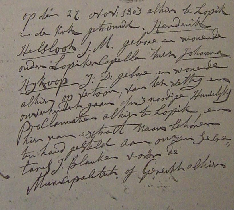 Hendrik Helsloot 1774 trouwregister