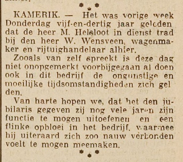 Hendrik Jan Helsloot 1880 Woerdensch Weekblad 16 januari 1937