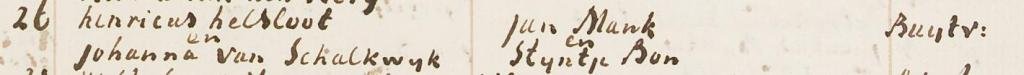 Henricus Helsoot ca 1799 x Joanna van Schalkwijk huwelijksregister