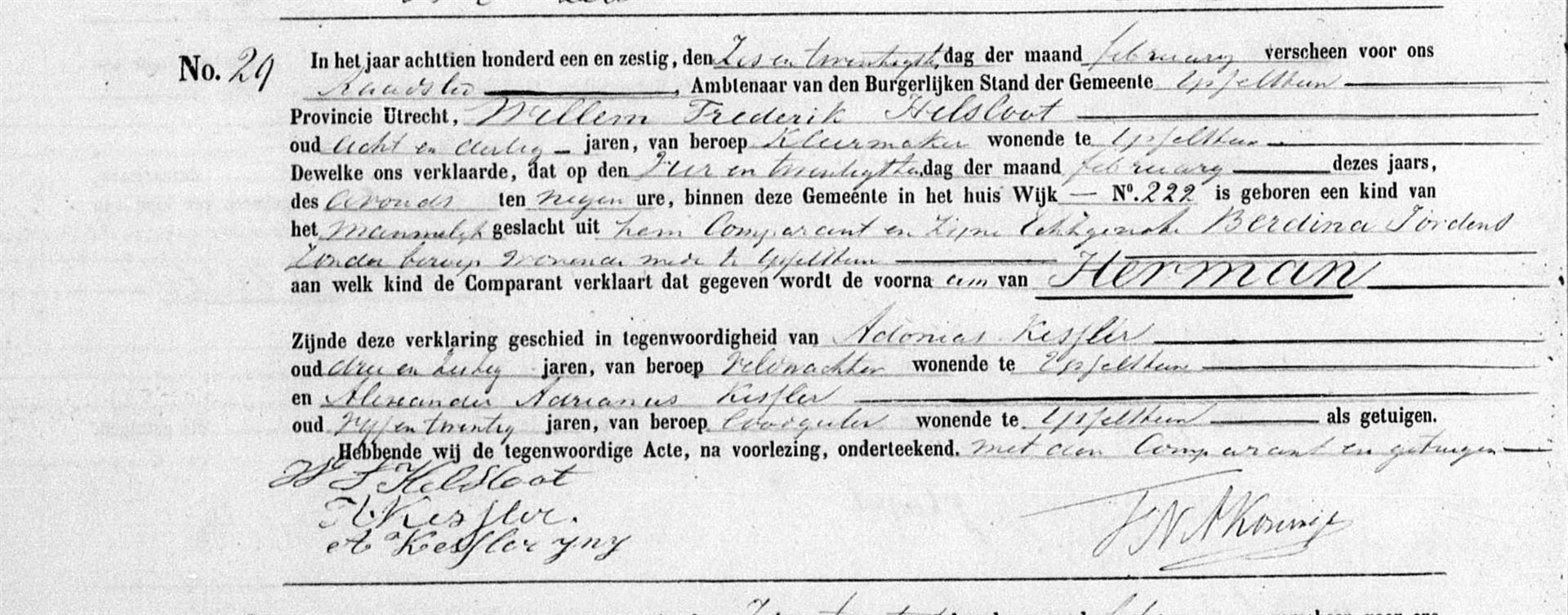 Herman Helsloot 1861 geboorteakte