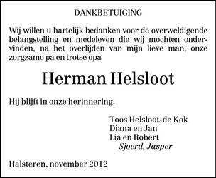 Herman Helsloot 1934 overlijdensadvertentie II