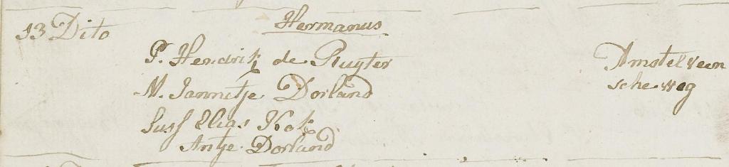 Hermanus de Ruijter 1795 doopboek