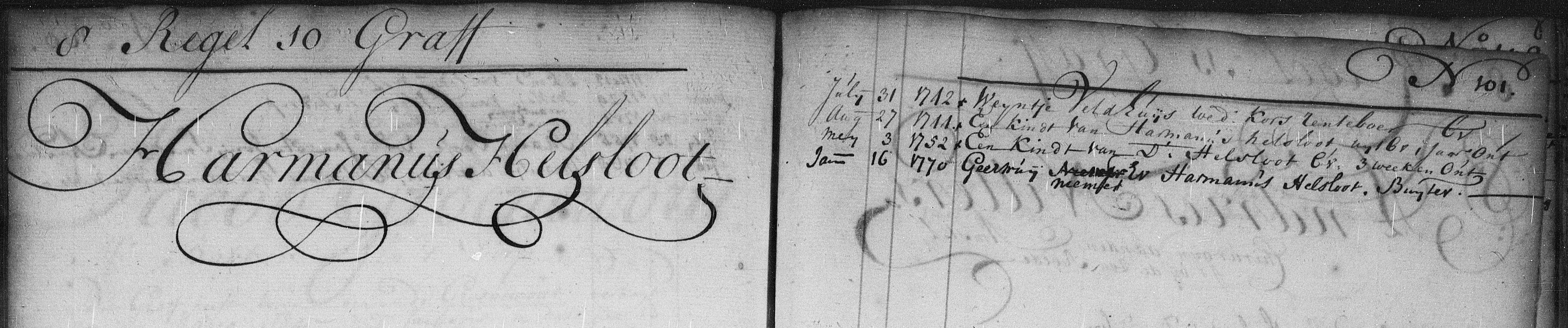 Hermanus Helsloot 1712 grafboek Buitenveldertse kerk I