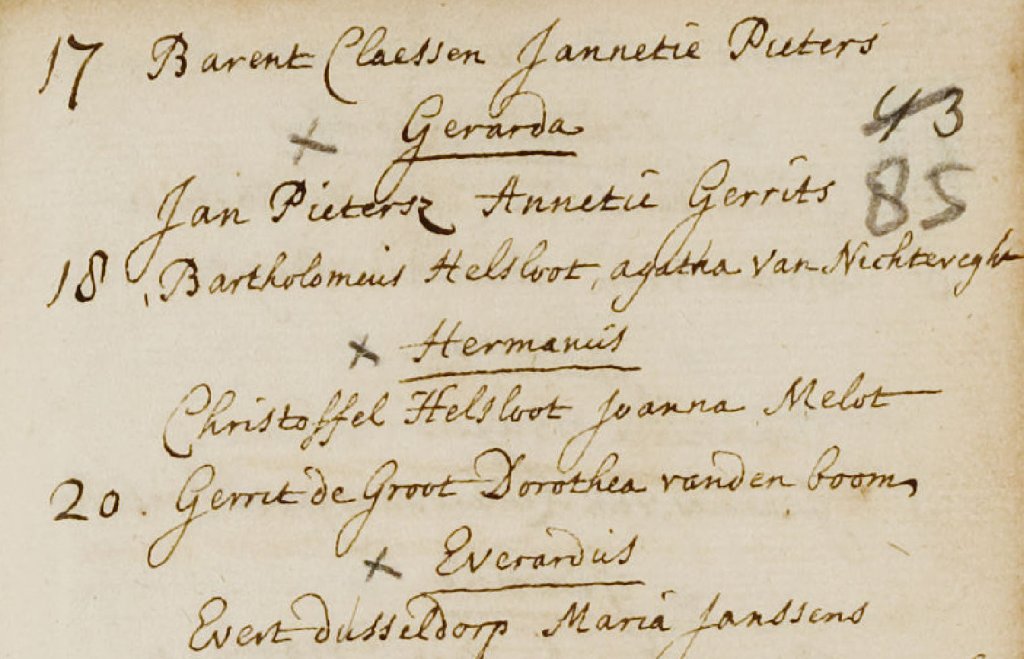 Hermanus Helsloot 1722 doopakte