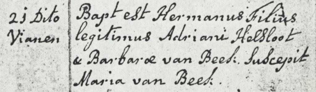 Hermanus Helsloot 1762 doopboek