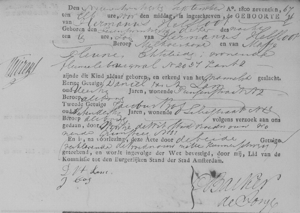 Hermanus Helsloot 1817 geboorteakte