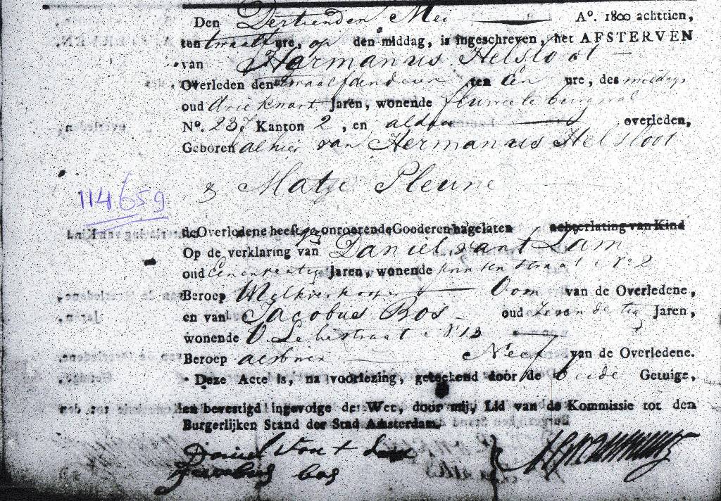 Hermanus Helsloot 1817 overlijdensakte