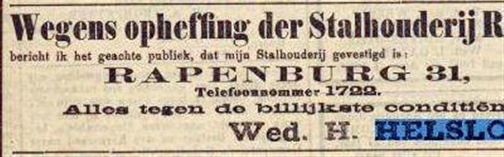 Hermanus Helsloot 1841 opheffing stalhouderij ; Isrl. Weekblad 11-4-1902