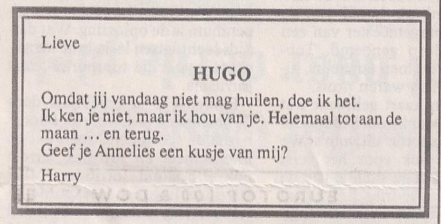 Hugo Helsloot 1998 overlijdensadvertentie