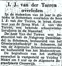 Izaak Jacobus van der Torren 1901 overlijdensadvertentie III
