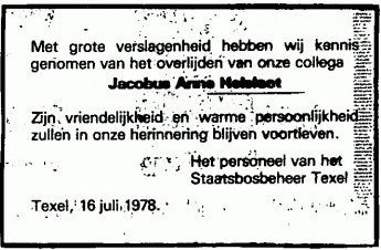 Jacobus Anne Helsloot 1915 overlijdensadvertentie II