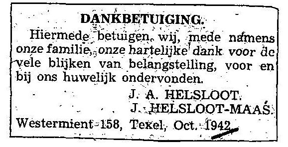 Jacobus Anne Helsloot 1915 trouwadvertentie