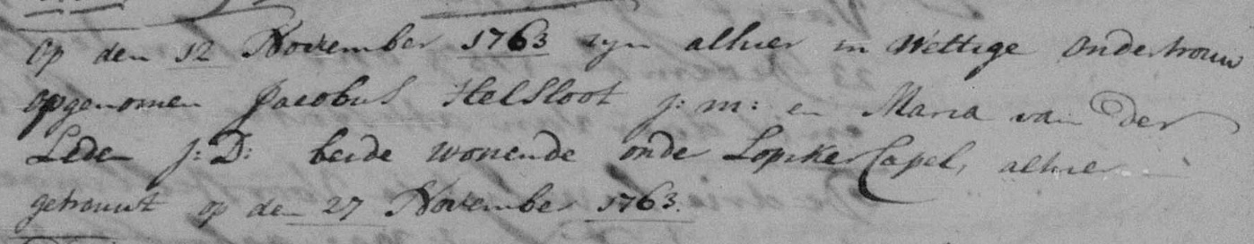 Jacobus Helsloot 1722 trouwboek 1763