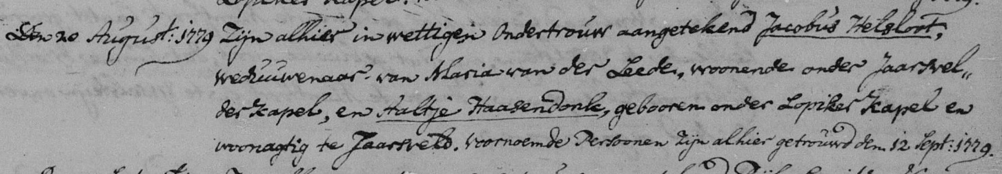 Jacobus Helsloot 1722 trouwboek 1779