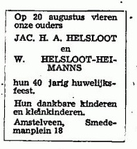 Jacobus Hendricus Antonius Helsloot 1906 huwelijksjubileumadvertentie