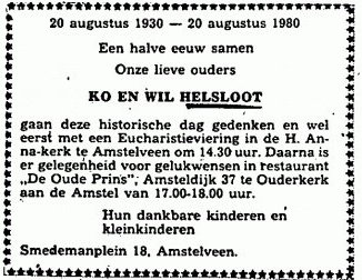 Jacobus Hendricus Antonius Helsloot 1906 trouwjubileumadvertentie