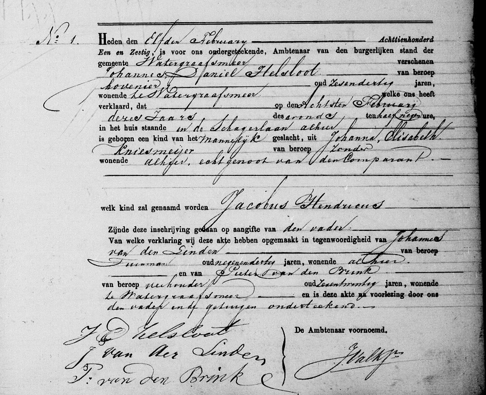 Jacobus Hendricus Helsloot 1861 geboorteakte