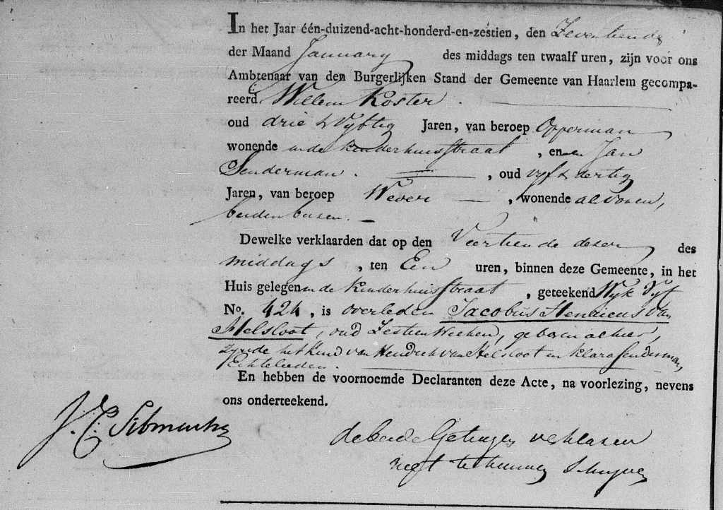 Jacobus Hendricus van Helsloot 1815 overlijdensakte
