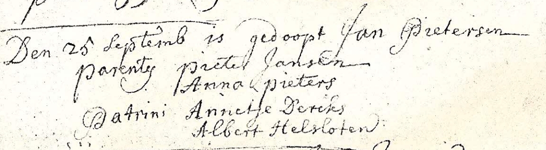 Jan Pietersen doopboek