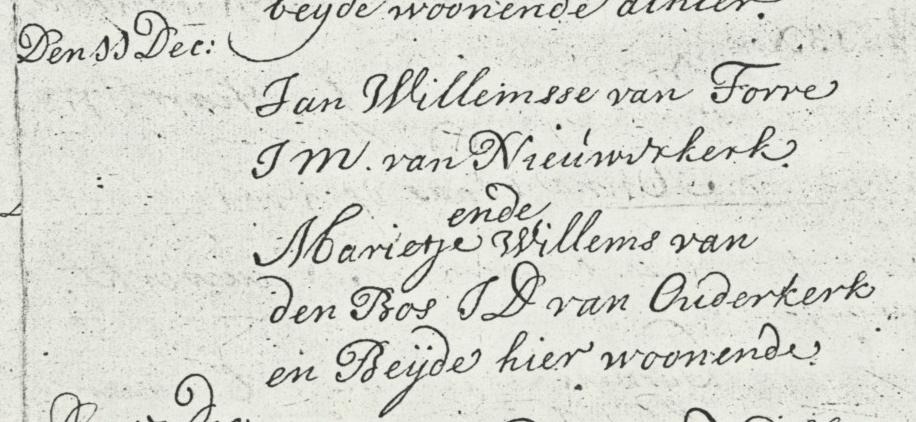 Jan Willems van der Torre 1684 ondertrouwboek