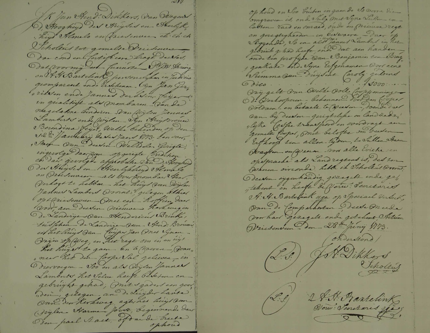 Jannes Lamberts Mulder verkoopakte 28 juni 1773