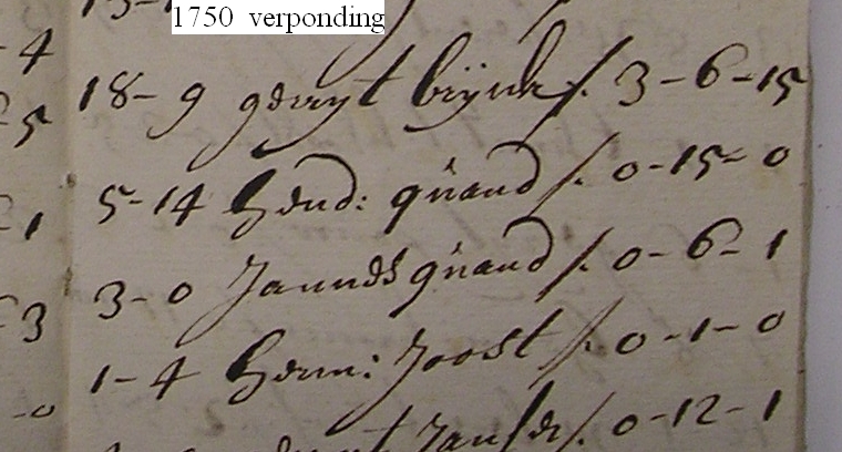 Jannes Lamberts Mulder verponding 1750