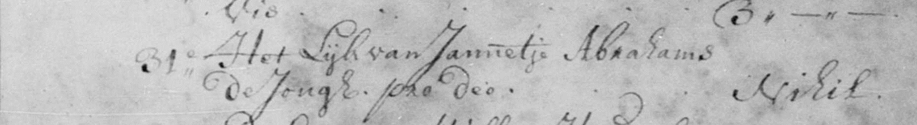 Jannetje Abrahamsdr de Jong 1689 begraafboek