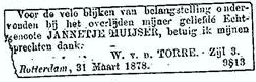 Jannetje Huijser overlijdensadvertentie II