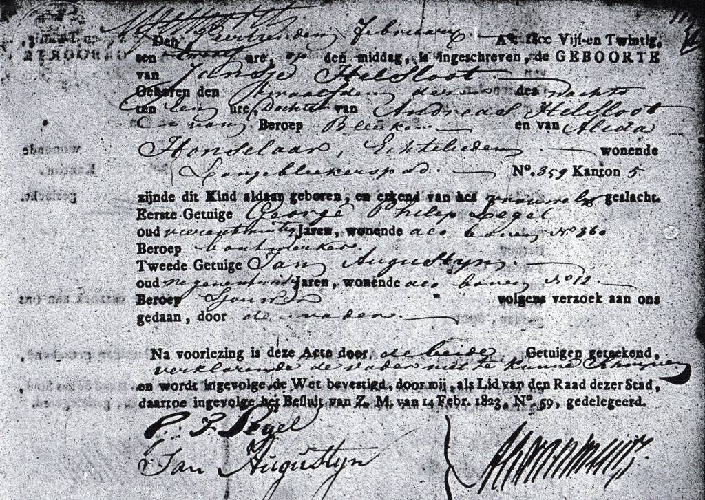 Jansje Helsloot 1825 geboorteakte