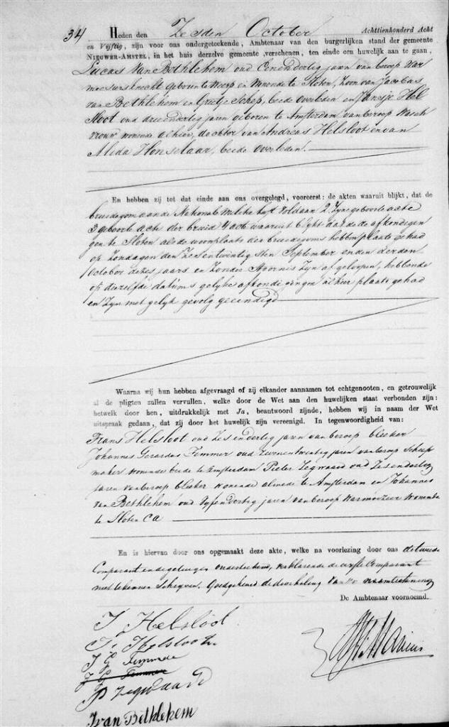 Jansje Helsloot 1825 huwelijksakte