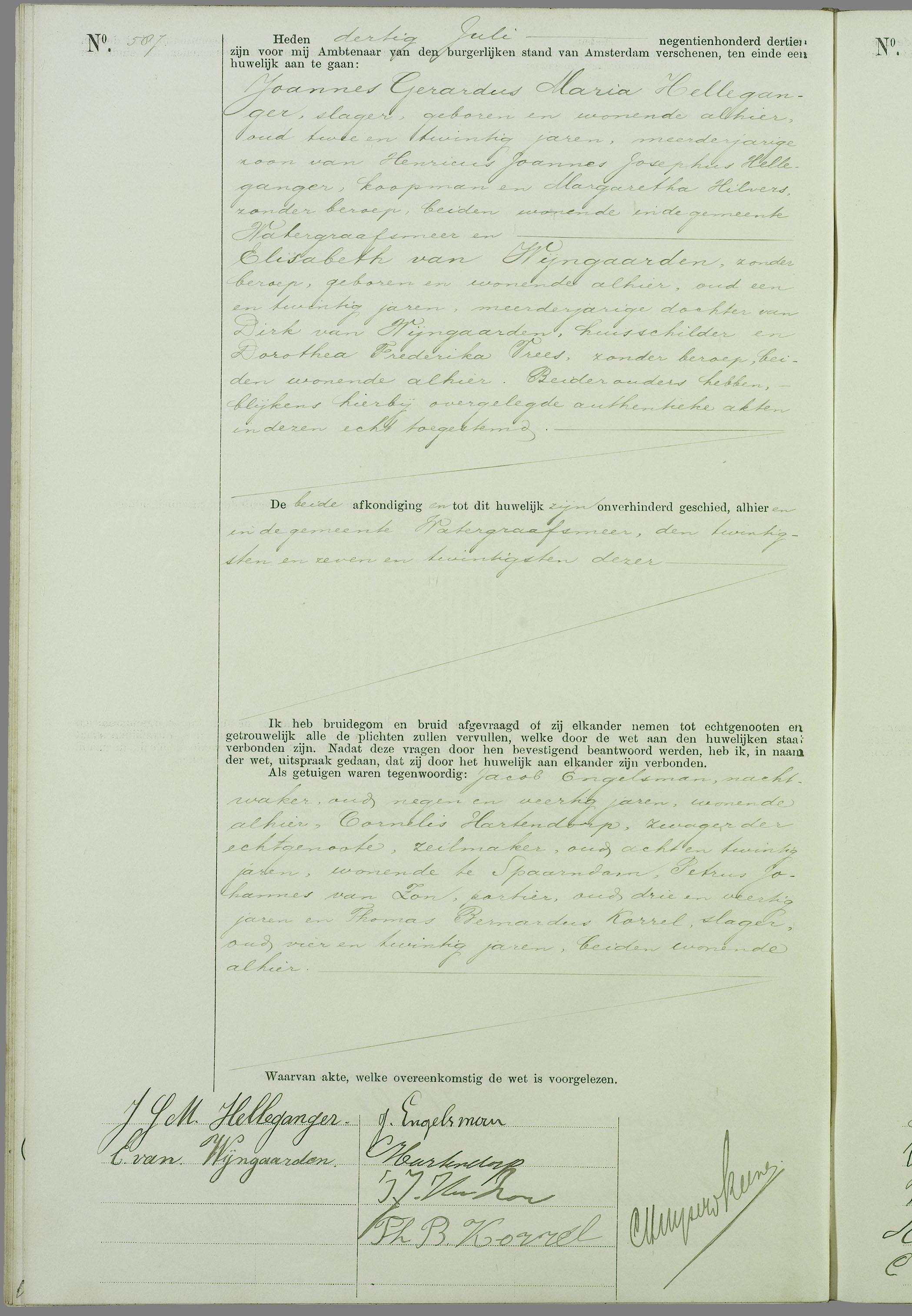 Joannes Gerardus Maria Helleganger 1891 huwelijksakte