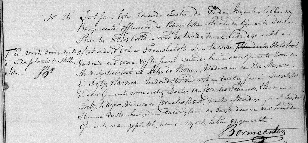 Joannes Helsloot 1763 huwelijksakte 1816