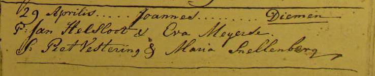 Joannes Helsloot 1805 doopregister