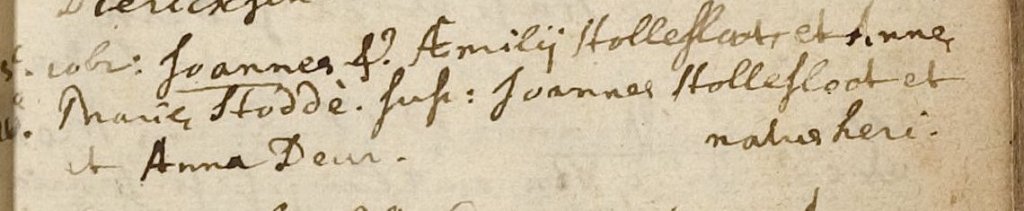 Joannes Hollestloot 1687 doopregister