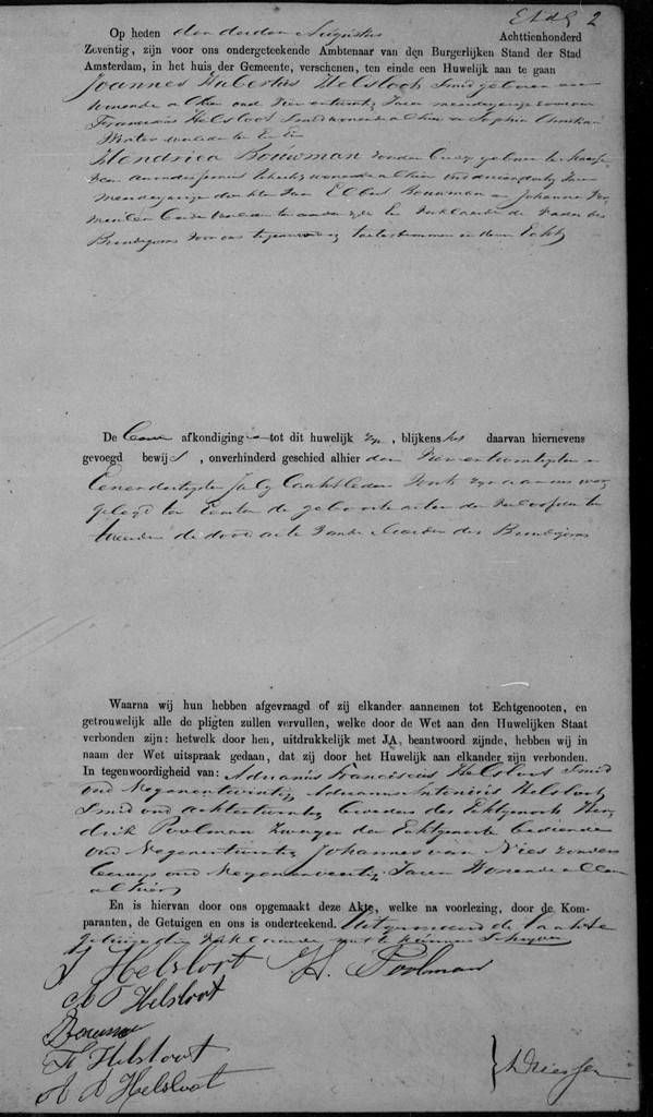 Joannes Hubertus Helsloot ca1846 huwelijksakte