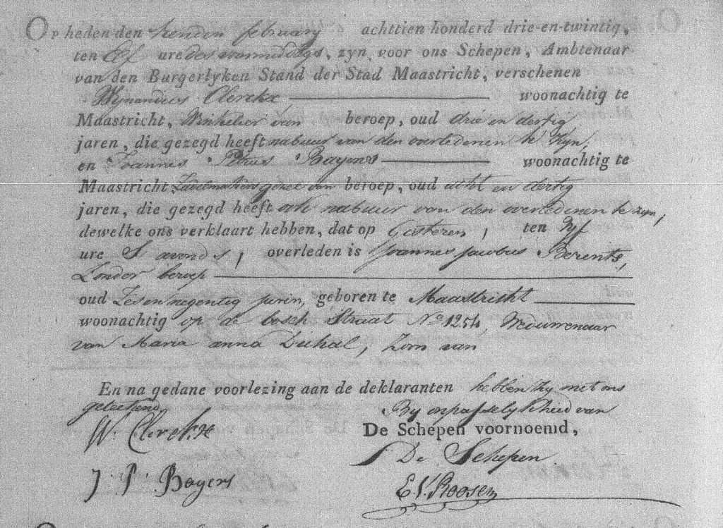 Joannes Jacobus Theodorus Berents overlijdensakte